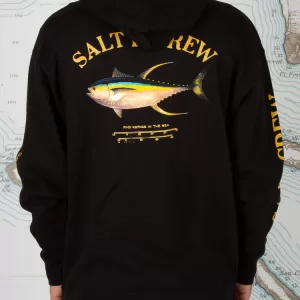 La sudadera con capucha Ahi Mount en Black está hecha de 80% algodón y 20% poliéster. Presenta gráficos en la parte delantera, en la espalda y en las mangas.